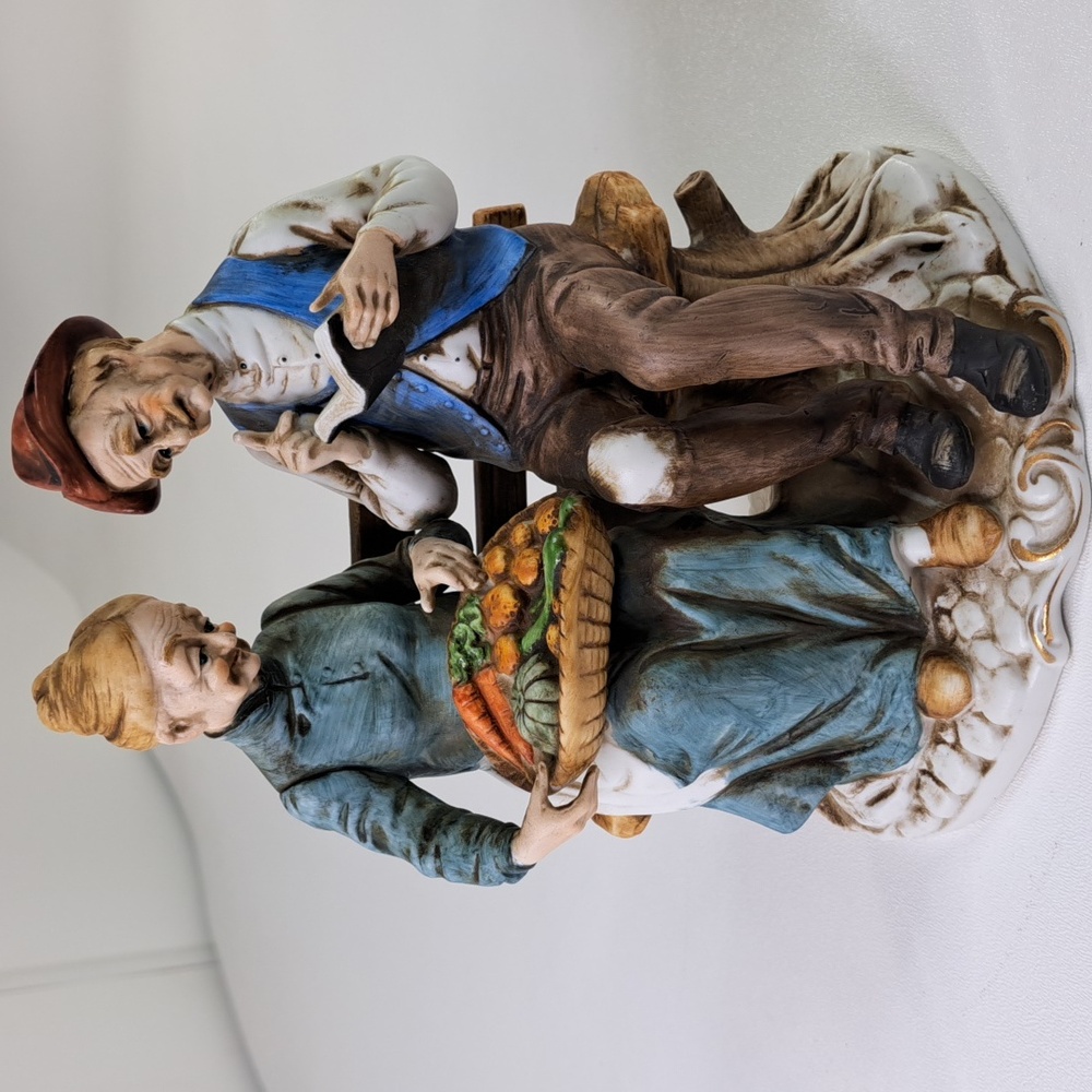 Vintage Napcoware  Porcellane D'arte Farmers on Bench Figurine